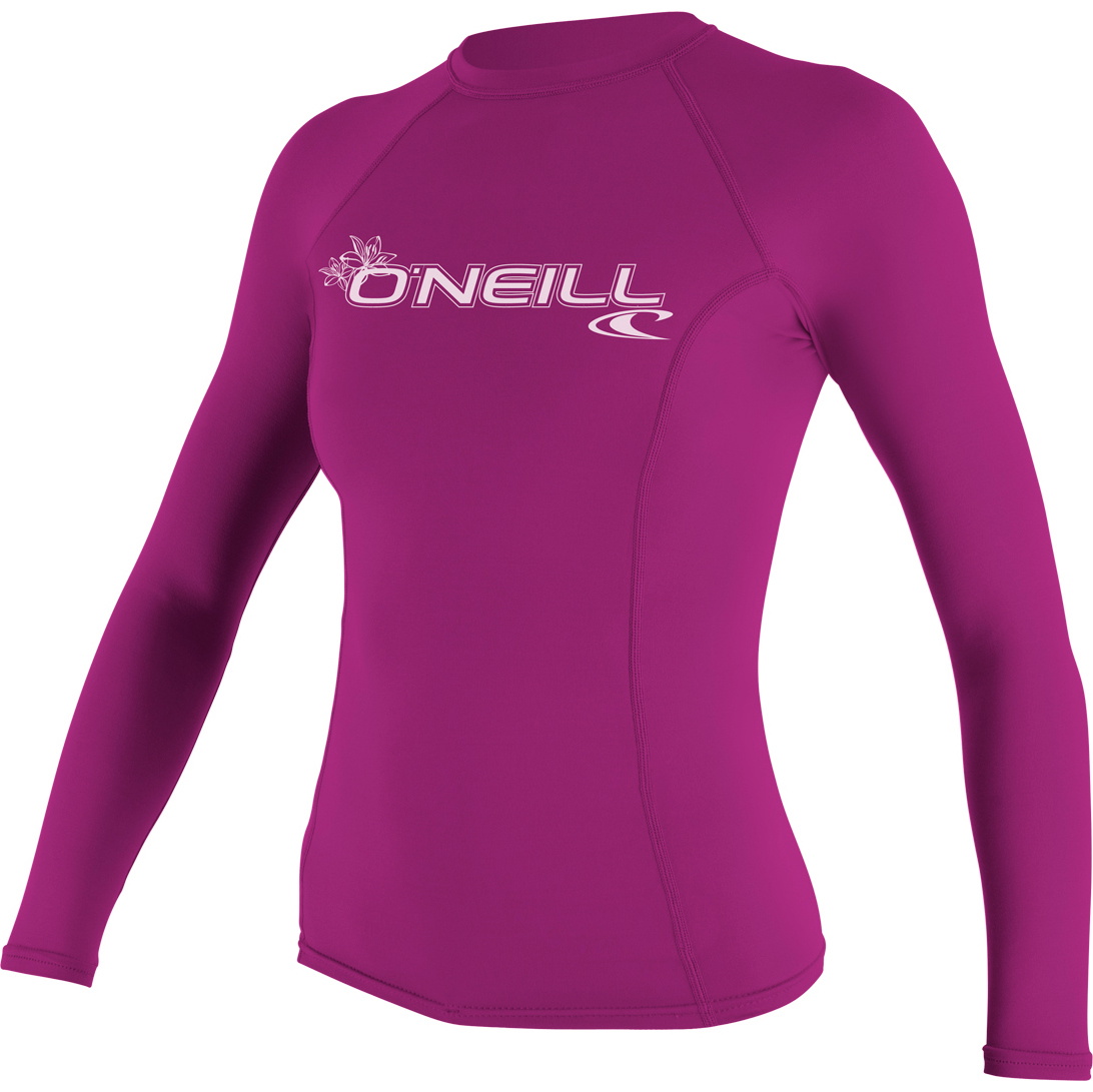 2026 O'Neill Womens Basic Skins Long Sleeve Crew Rash Vest 3549 - Fox Pink
