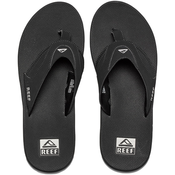 2026 Reef Mens Fanning Flip Flops BLACK SILVER R2026
