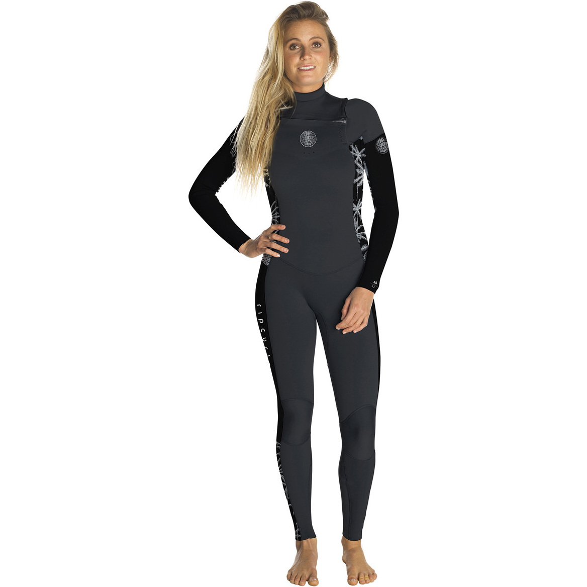 Rip Curl Womens Dawn Patrol 3/2mm Chest Zip Wetsuit BLACK / GREY WSM7KS