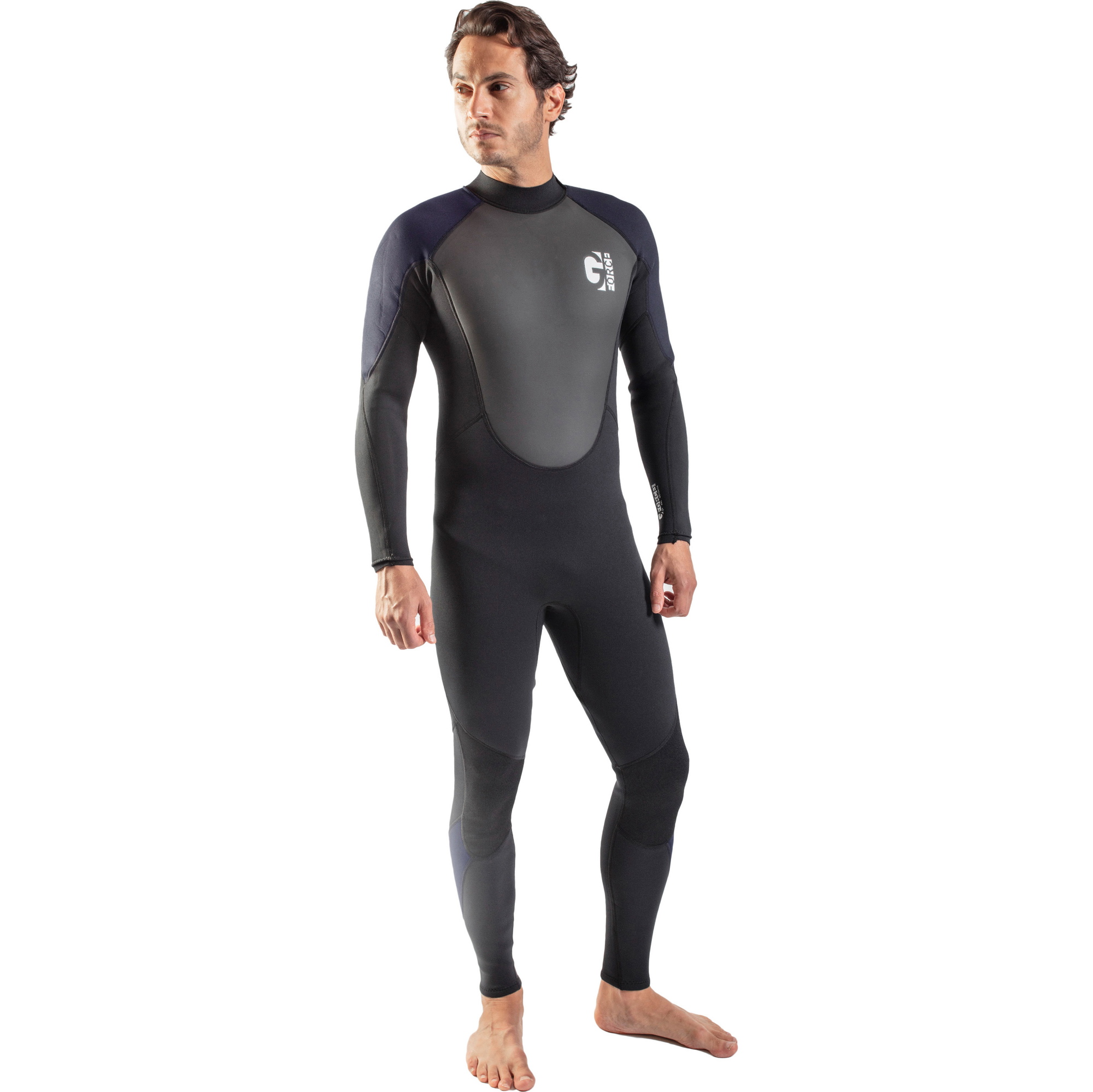 2026 Gul Mens G-Force 3mm Back Zip Flatlock Wetsuit GF1305-B7 - Black / Navy