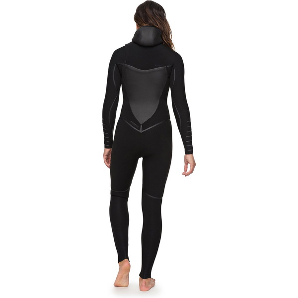 Roxy Womens Syncro Plus 5/4/3mm Hooded Chest Zip Wetsuit Black ERJW203002