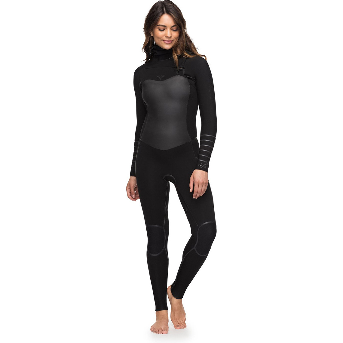 Roxy Womens Syncro Plus 5/4/3mm Hooded Chest Zip Wetsuit Black ERJW203002
