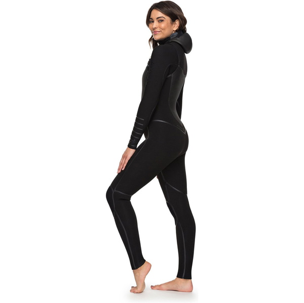 Roxy Womens Syncro Plus 5/4/3mm Hooded Chest Zip Wetsuit Black ERJW203002