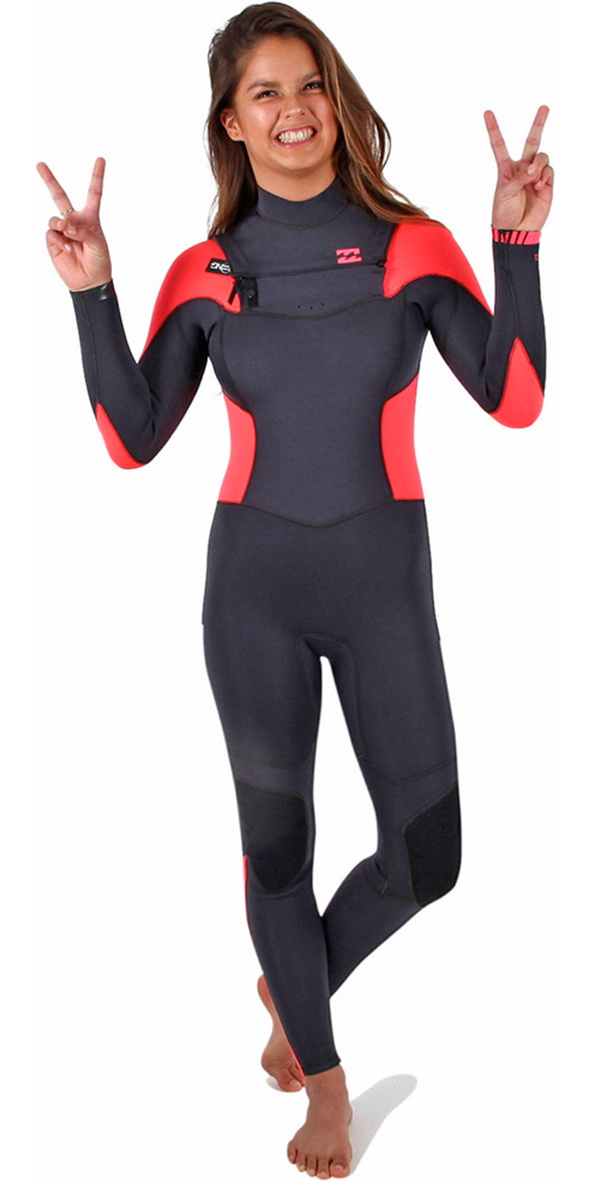 Billabong Ladies Synergy 4/3mm Chest Zip Wetsuit Coral Kiss
