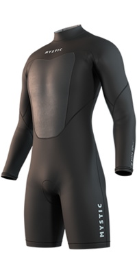 2026 Mystic Mens Brand 3/2mm Long Arm Back Zip Flatlock Shorty Wetsuit 35000.250034 - Black