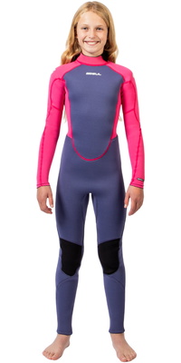 2026 Gul Junior Response Natur 3/2mm Flatlock Back Zip Wetsuit RE1322-BLPI - Blue / Pink