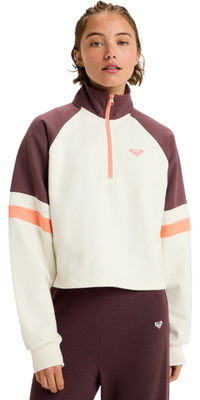 2025 Roxy Womens Essential Energy Boxy Half Zip Sport Fleece ERJFT05011 - Whisper White