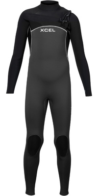 2026 Xcel Junior Comp 4/3mm Chest Zip Wetsuit KN43ZXC4GY - Graphite / Black