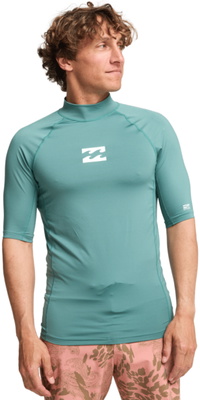 2026 Billabong Mens Waves All Day Short Sleeve Rash Vest EBYWR00101 - Sea Green
