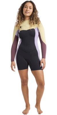 2026 Billabong Womens Synergy Natural 2mm Long Sleeve Chest Zip Springsuit Wetsuit 24BW193513 - Grey Violet