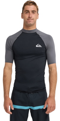 2026 Quiksilver Mens Everyday UPF50 Short Sleeve Rash Vest AQYWR03130 - Black / Iron Gate