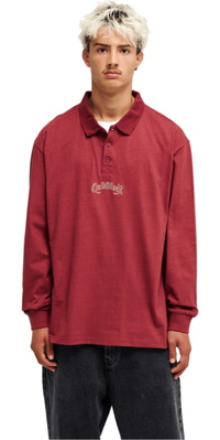 2026 Quiksilver Mens Belem Heavy Polo Shirt EQYKT04434 - Oxblood Red