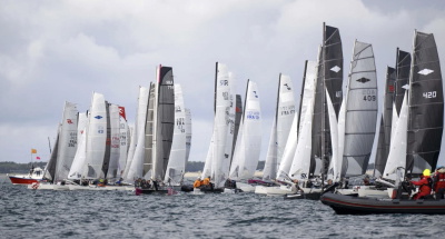 Hurricane 5.9 SX catamarans racing at Eurocat in Carnac, France