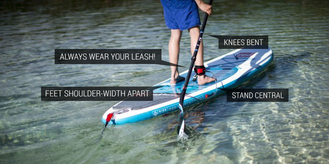 Riding a SUP board