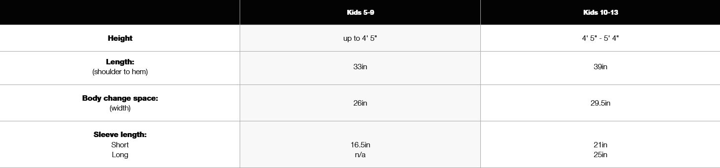 Dryrobe Junior 22 0 Size Chart
